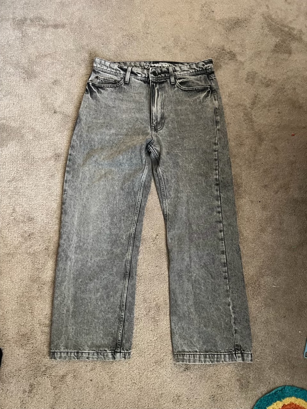 Original Use Men's Grey Straight-Leg Jeans
